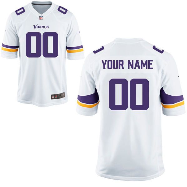 Men Minnesota Vikings Custom White Game NFL Jersey->customized nfl jersey->Custom Jersey